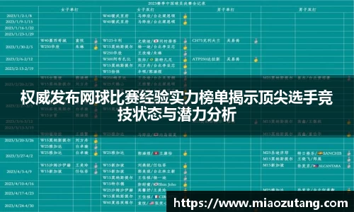 权威发布网球比赛经验实力榜单揭示顶尖选手竞技状态与潜力分析