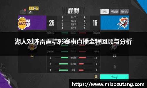 湖人对阵雷霆精彩赛事直播全程回顾与分析