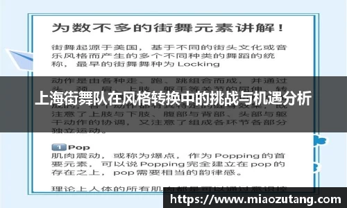 上海街舞队在风格转换中的挑战与机遇分析